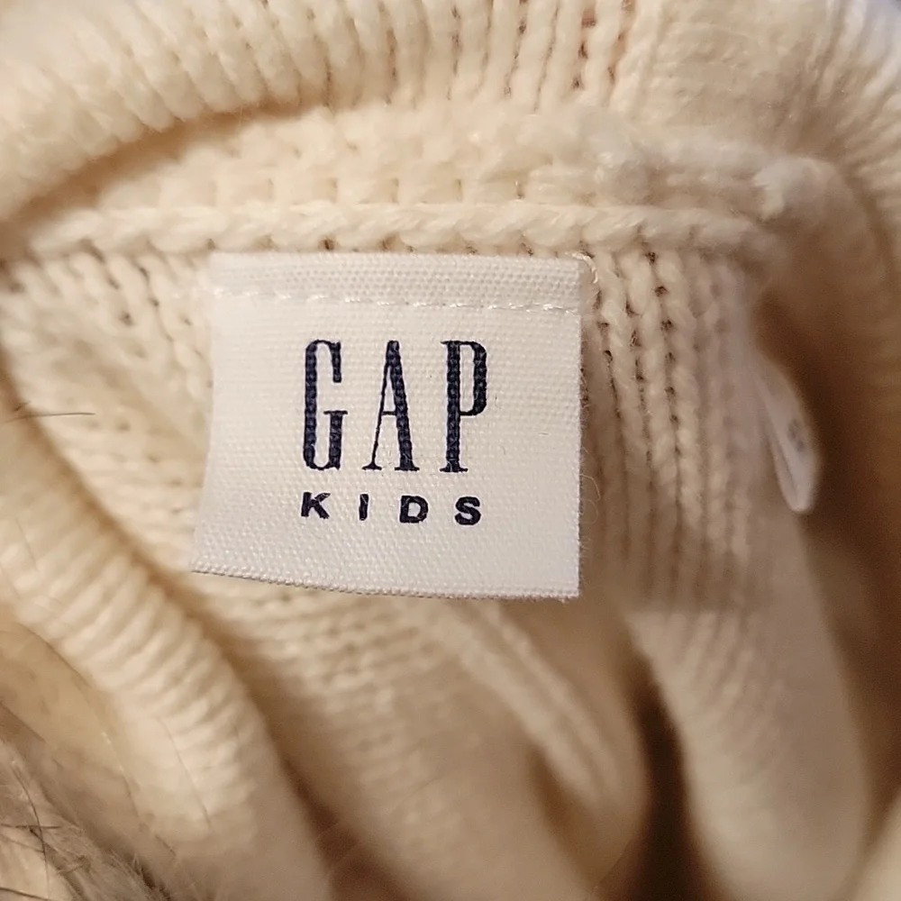 Gap Kids Ivory Sweater Poncho Fur Trimmed Hoodie